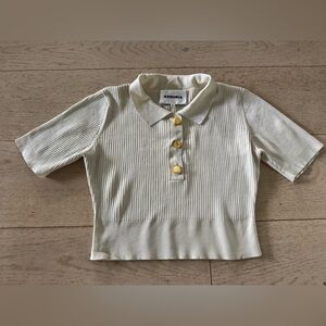 Keburia gold button knit sweater polo L
